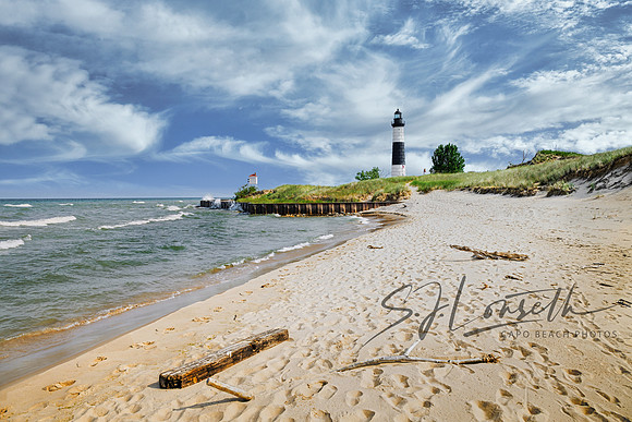 Big Au Sable Light_South Beach View_Lake Michigan