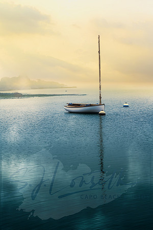 Hazy Morning Sailboat_Chilmark Pond_Martha's Vineyard